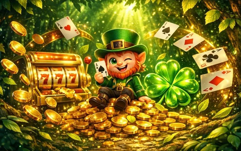 Registrazione Verde Casino - leprecauno con monete e slot 777